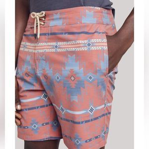 Faherty Men's Swim Board Shorts in Blue and Pink
